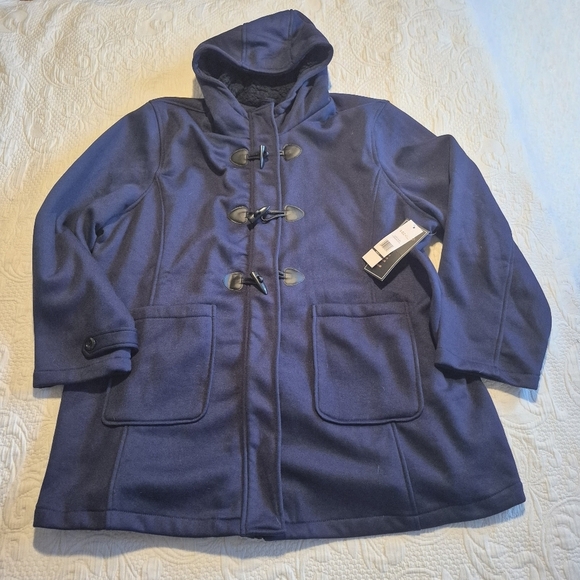 Big Chill Jackets & Blazers - Big Chill women's size 3X navy zip up duffle  jacket with sherpa lined hood NEW